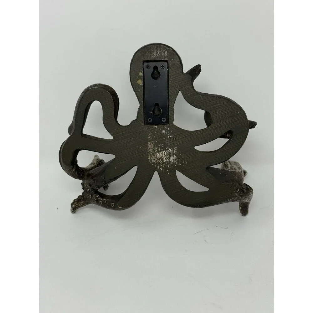 Octopus Metal Wall Mounted Toilet Paper Holder Bar Antique Silver/Blue Nautical